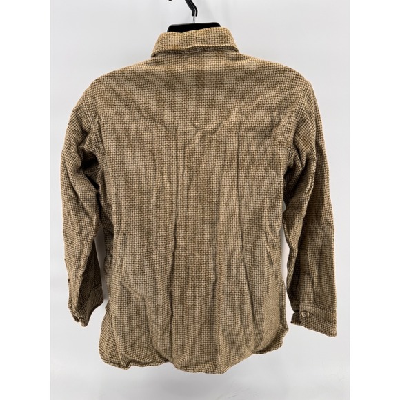 VTG Woolrich Wool Shirt Jacket Mens L Tan Houndstooth USA Made Shacket 12104 80s - Picture 3 of 5